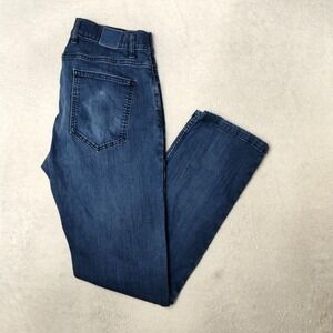 Mugsy Jeans Mens 34x32 Blue Studio Blues Straight Slim Stretch Medium Wash Denim